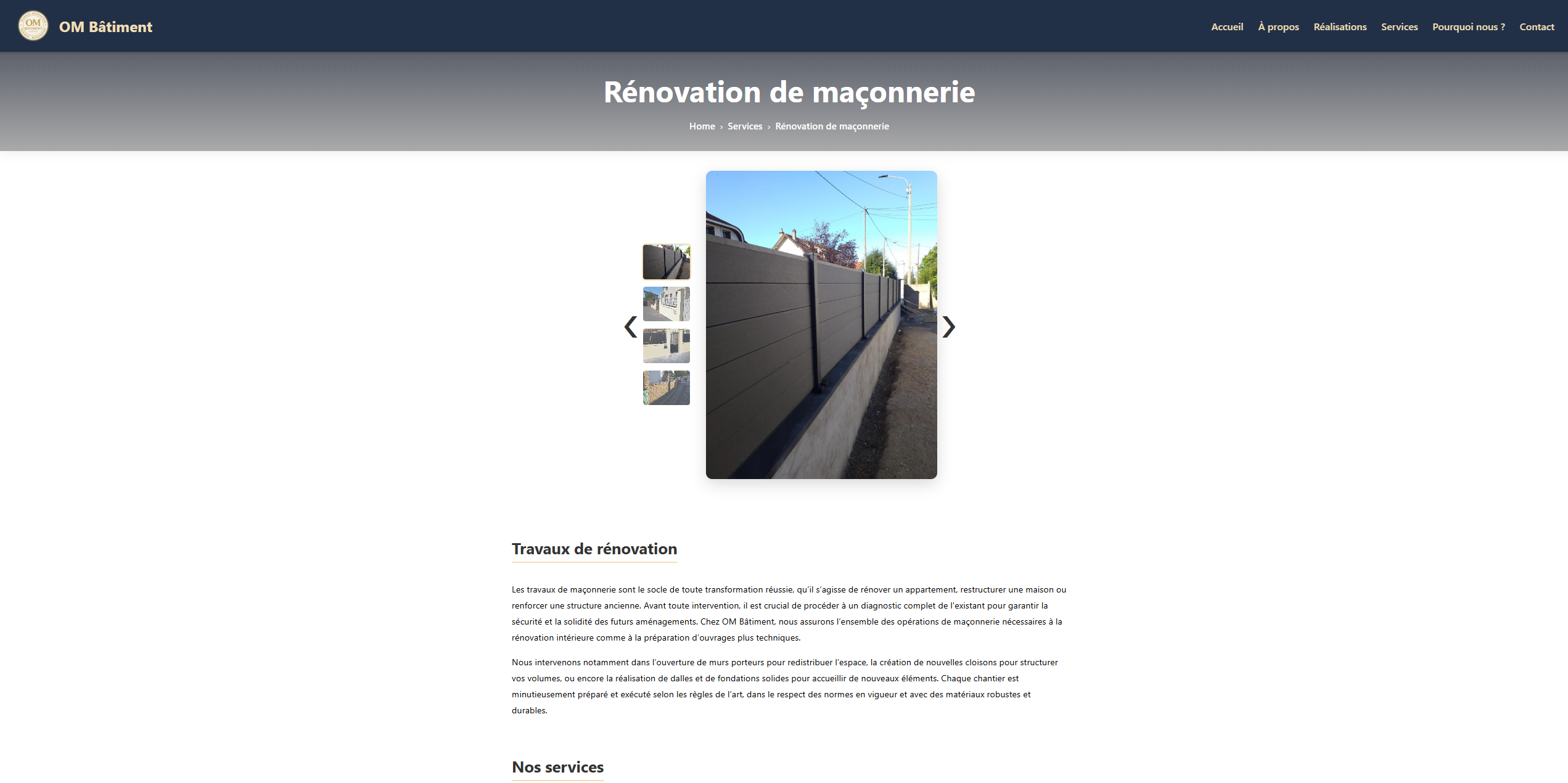 Page Détail Service OM Bâtiment